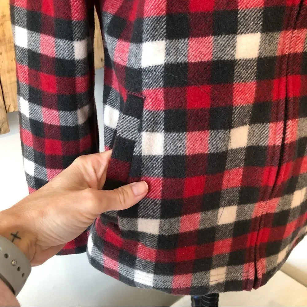 WOOLRICH Plaid Multi Color Thick‎ Zip Up Jacket With Pockets Size Medium